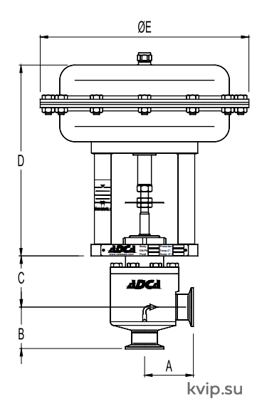 ADCA PV926 DN15-50 Клапан регулирующий с пневмоприводом для стерильных сред