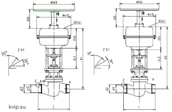 RTK PV64 DN125 - DN400 Клапан регулирующий с пневмоприводом_Р3